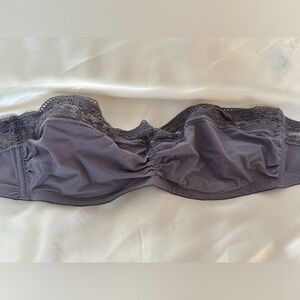 Princesse Strapless Lace-Trim Bandeau Bra in Slate Gray